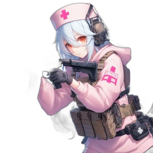 weapon, robot, jacket, staff transparent PNG cut-out