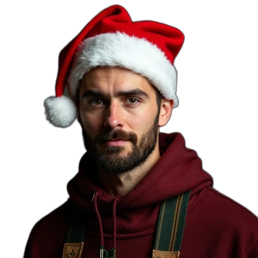 hat, jacket, staff, photorealistic transparent PNG cut-out