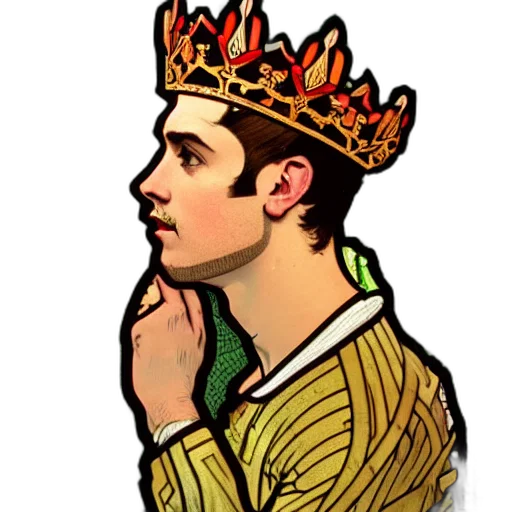 crown, cartoon, photorealistic, pixel art transparent PNG cut-out