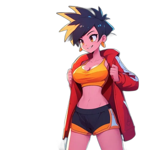 jacket, dress, staff, weapon transparent PNG cut-out