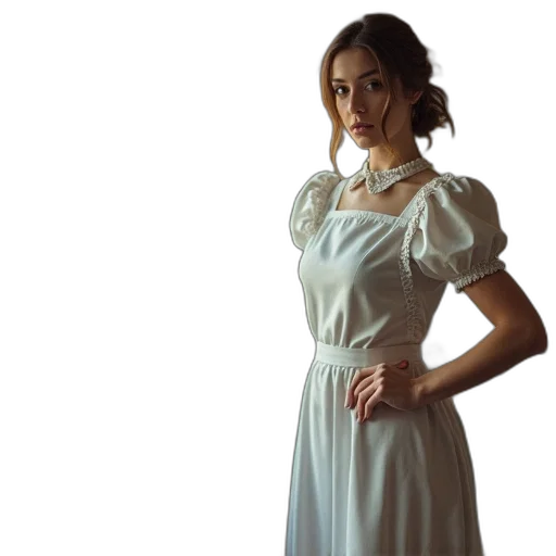 dress, staff, photorealistic, woman transparent PNG cut-out