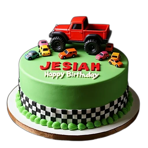 car, 3d render, birthday, cake transparent PNG cut-out