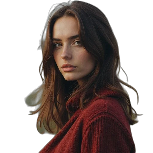 face, jacket, hair, dress transparent PNG cut-out