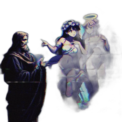 mask, weapon, sword, vaporwave transparent PNG cut-out