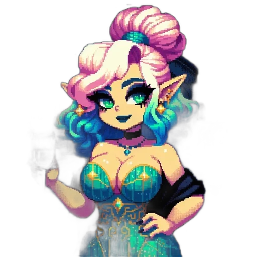 dress, staff, pixel art, fantasy art transparent PNG cut-out