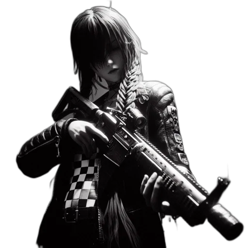 weapon, jacket, staff, cyberpunk transparent PNG cut-out