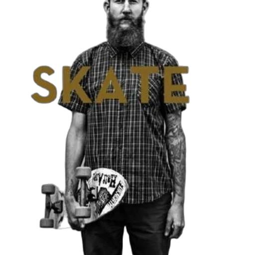 concept art, man, beard, holds transparent PNG cut-out