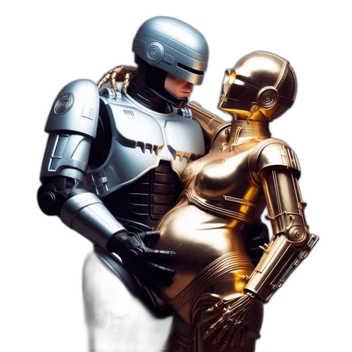 robot, concept art, 3d render, photorealistic transparent PNG cut-out