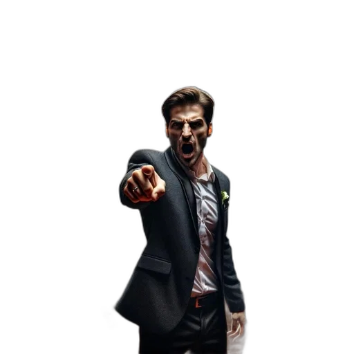 jacket, staff, weapon, face transparent PNG cut-out