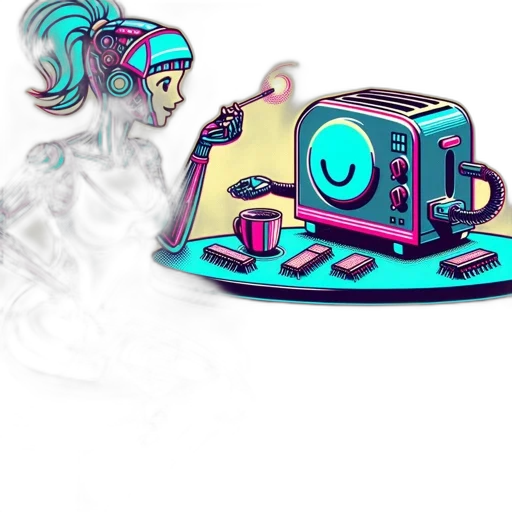 robot, mask, vaporwave, cyberpunk transparent PNG cut-out