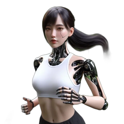 robot, cyberpunk, concept art, 3d render transparent PNG cut-out
