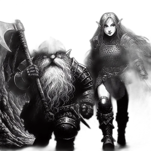 fantasy art, concept art, comic book art, pencil sketch transparent PNG cut-out