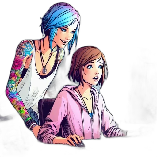 concept art, comic book art, cyberpunk, cartoon transparent PNG cut-out