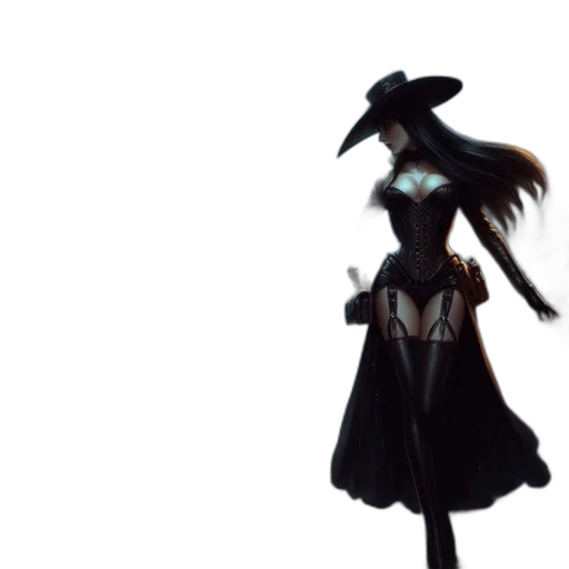 dress, hat, staff, mask transparent PNG cut-out