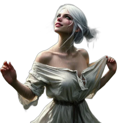 dress, face, staff, fantasy art transparent PNG cut-out