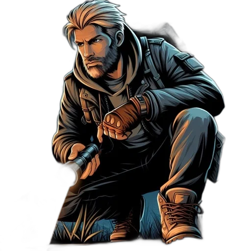 jacket, weapon, comic book art, concept art transparent PNG cut-out