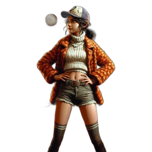 jacket, hat, staff, weapon transparent PNG cut-out