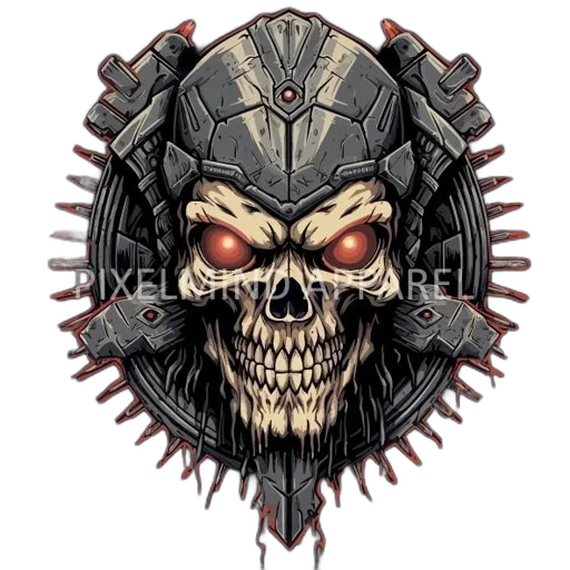 concept art, pixel art, comic book art, skull transparent PNG cut-out