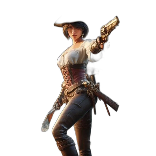 weapon, staff, hat, jacket transparent PNG cut-out