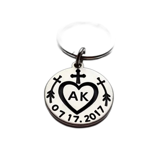 jewelry, silver, keychain, circular transparent PNG cut-out
