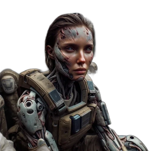 face, robot, concept art, cyberpunk transparent PNG cut-out