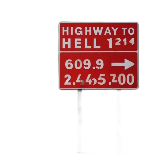highway, hell, sign, stands transparent PNG cut-out