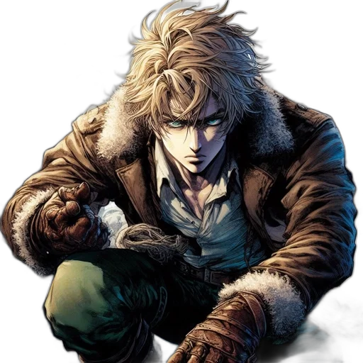 jacket, weapon, face, concept art transparent PNG cut-out