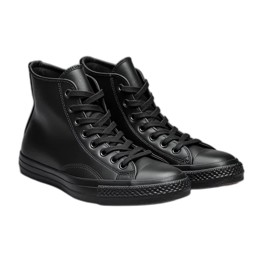 shoes, pair, black, leather transparent PNG cut-out