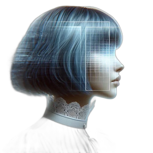 robot, face, mask, hair transparent PNG cut-out