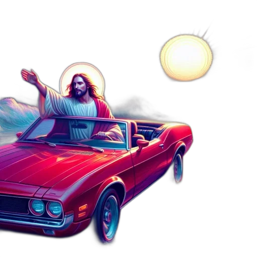 car, concept art, vaporwave, fantasy art transparent PNG cut-out