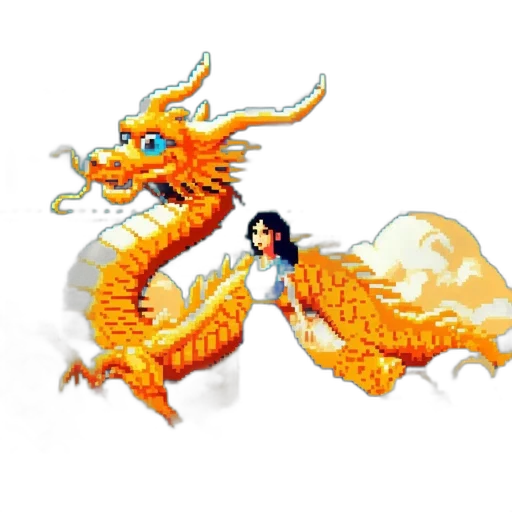 dragon, staff, pixel art, fantasy art transparent PNG cut-out