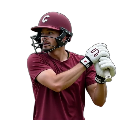 batsman, maroon, jersey, helmet transparent PNG cut-out