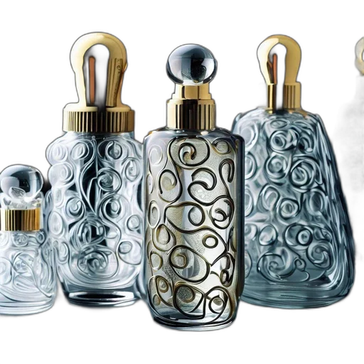 bottle, photorealistic, 3d render, various transparent PNG cut-out