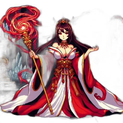 staff, dragon, dress, fantasy art transparent PNG cut-out