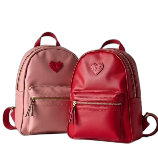 3d render, red, backpacks, women transparent PNG cut-out