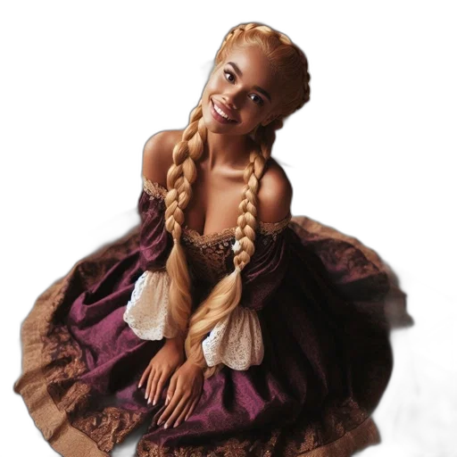 dress, crown, hair, photorealistic transparent PNG cut-out
