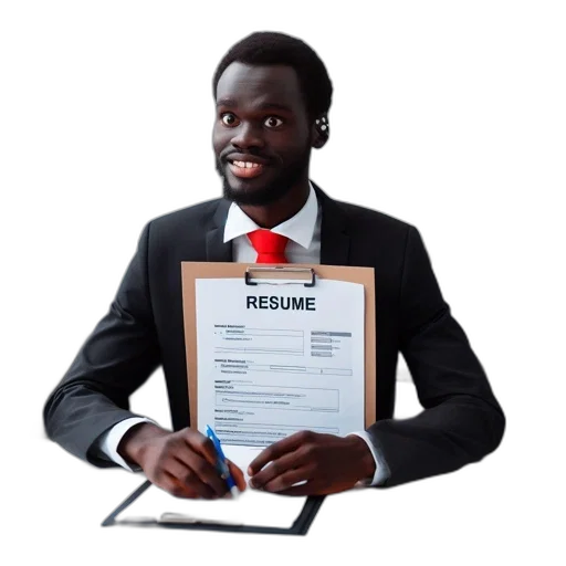 staff, suited, man, sits transparent PNG cut-out