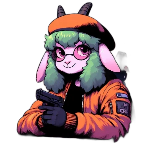 jacket, staff, hat, robot transparent PNG cut-out