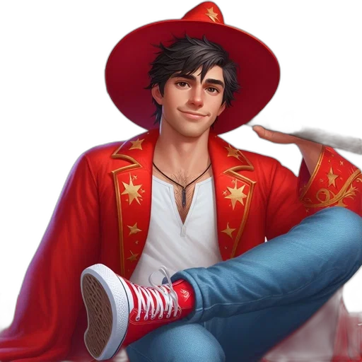 hat, crown, staff, jacket transparent PNG cut-out