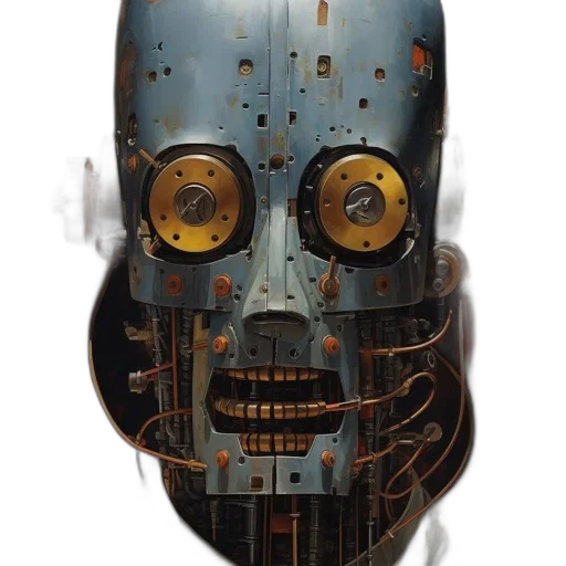 robot, mask, face, cyberpunk transparent PNG cut-out