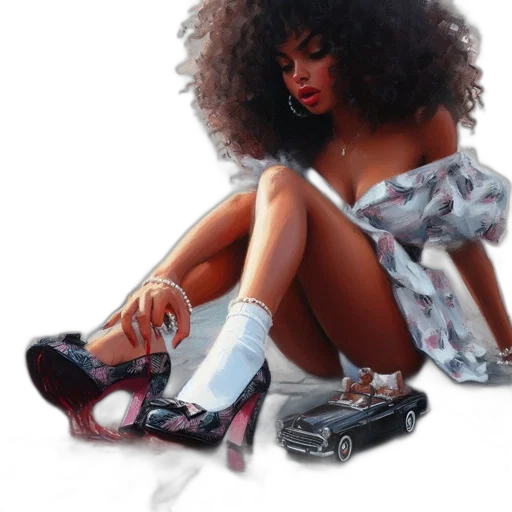 shoes, dress, photorealistic, oil painting transparent PNG cut-out