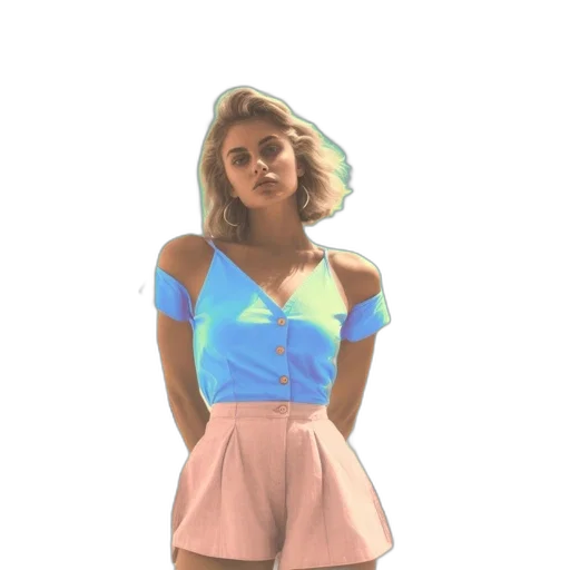 dress, jacket, staff, vaporwave transparent PNG cut-out