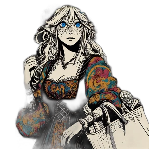 dress, fantasy art, concept art, comic book art transparent PNG cut-out