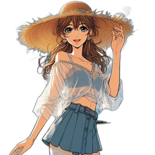 hat, umbrella, dress, staff transparent PNG cut-out