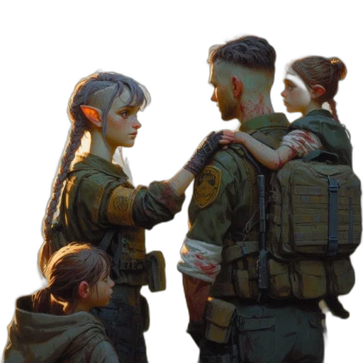jacket, weapon, concept art, oil painting transparent PNG cut-out