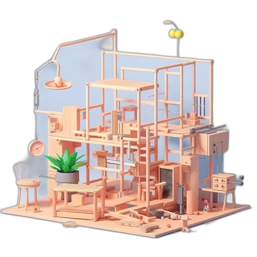 furniture, building, 3d render, concept art transparent PNG cut-out