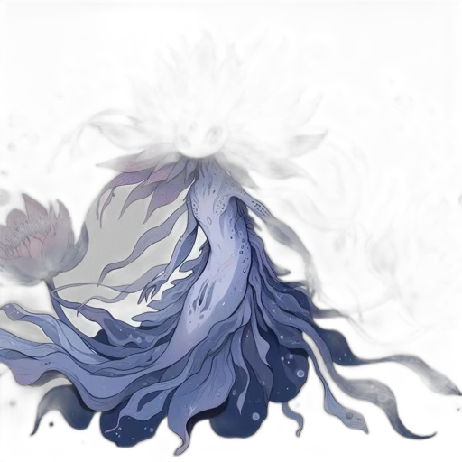 hair, dragon, flower, creature transparent PNG cut-out