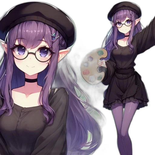 hat, dress, staff, anime transparent PNG cut-out