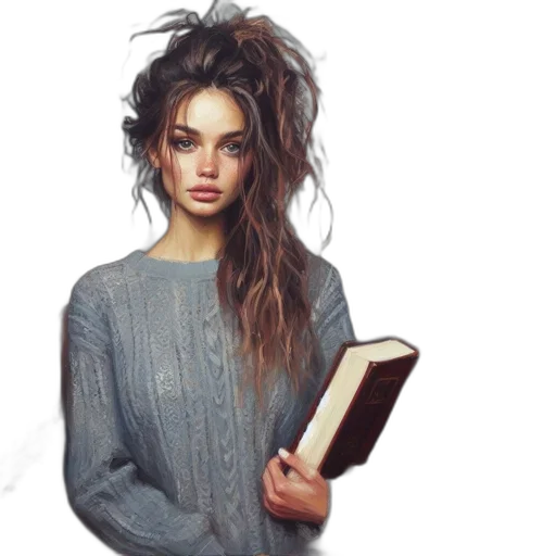 hair, jacket, dress, face transparent PNG cut-out