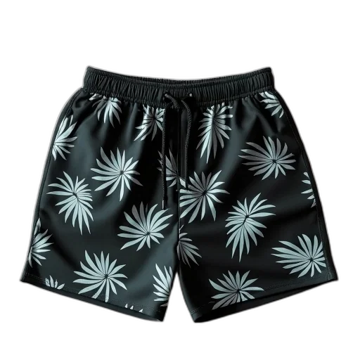 pair, black, shorts, tropical transparent PNG cut-out